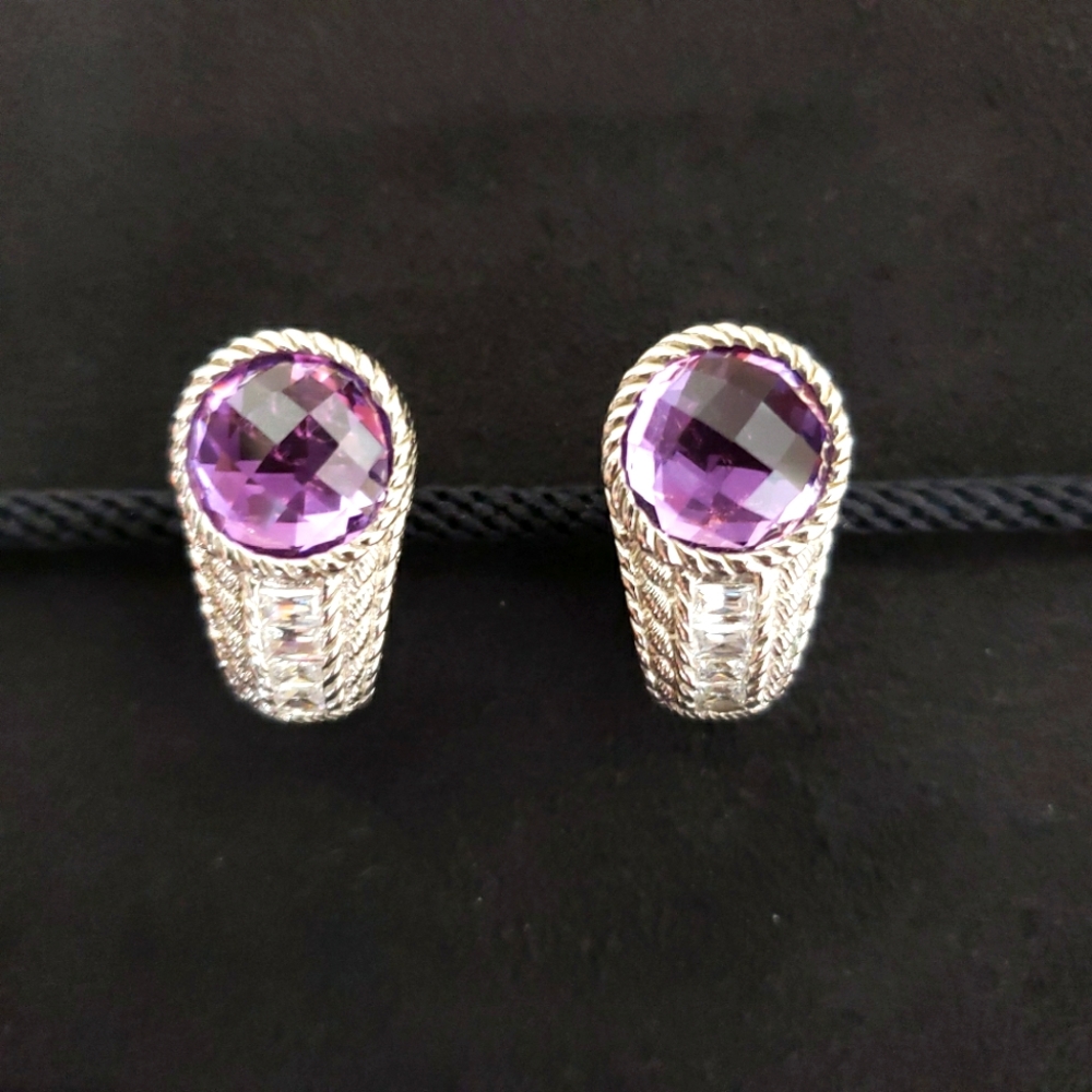 NWOT Judith Ripka Sterling Amethyst Earrings